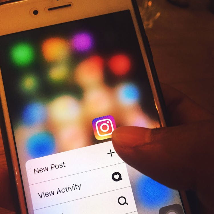 Instagram new post menu on a phone
