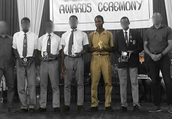 Velton Gooden Jr at the Wolmer's Boys' School Monica Sterling Essay Competition awards ceremony