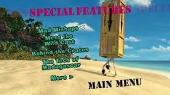Madagascar DVD Special Features menu