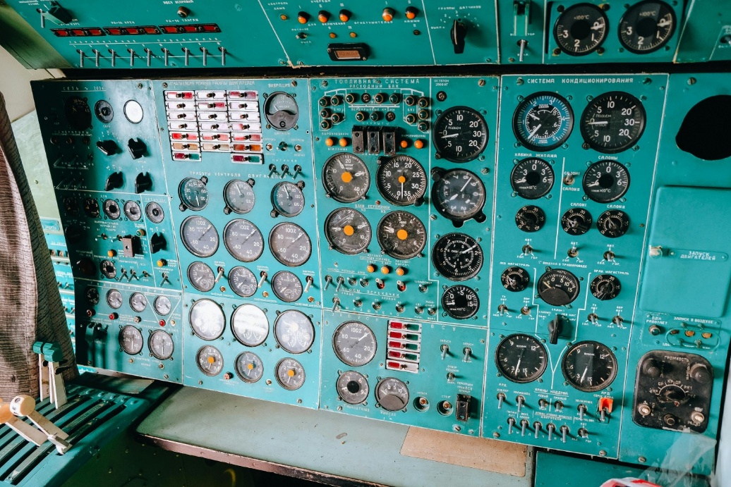 Instrument control panel with gauges and dials