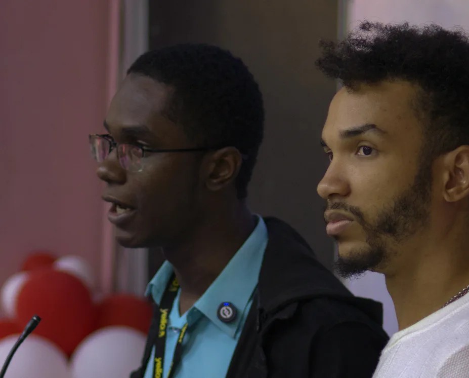 Velton Gooden Jr. and Neil Johnson during The UWI Marketing Societe launch.