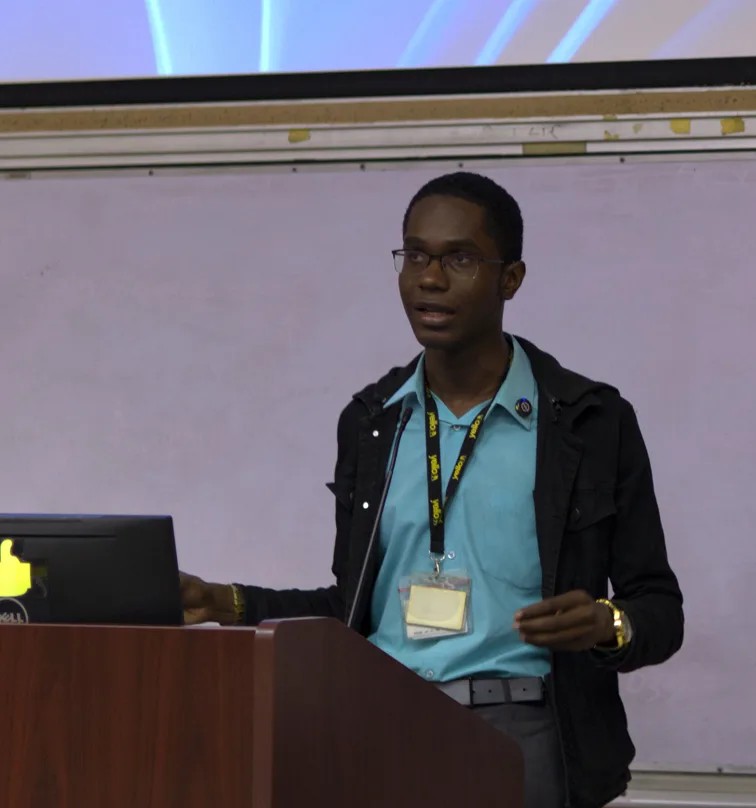 Neil Johnson and Velton Gooden Jr. presenting at The UWI Marketing Societe launch.